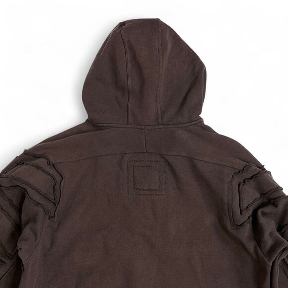 Y2K Marithé + François Girbaud Sample Brown Deconstructed Zip Hoodie L Rare - Picture 6 of 13